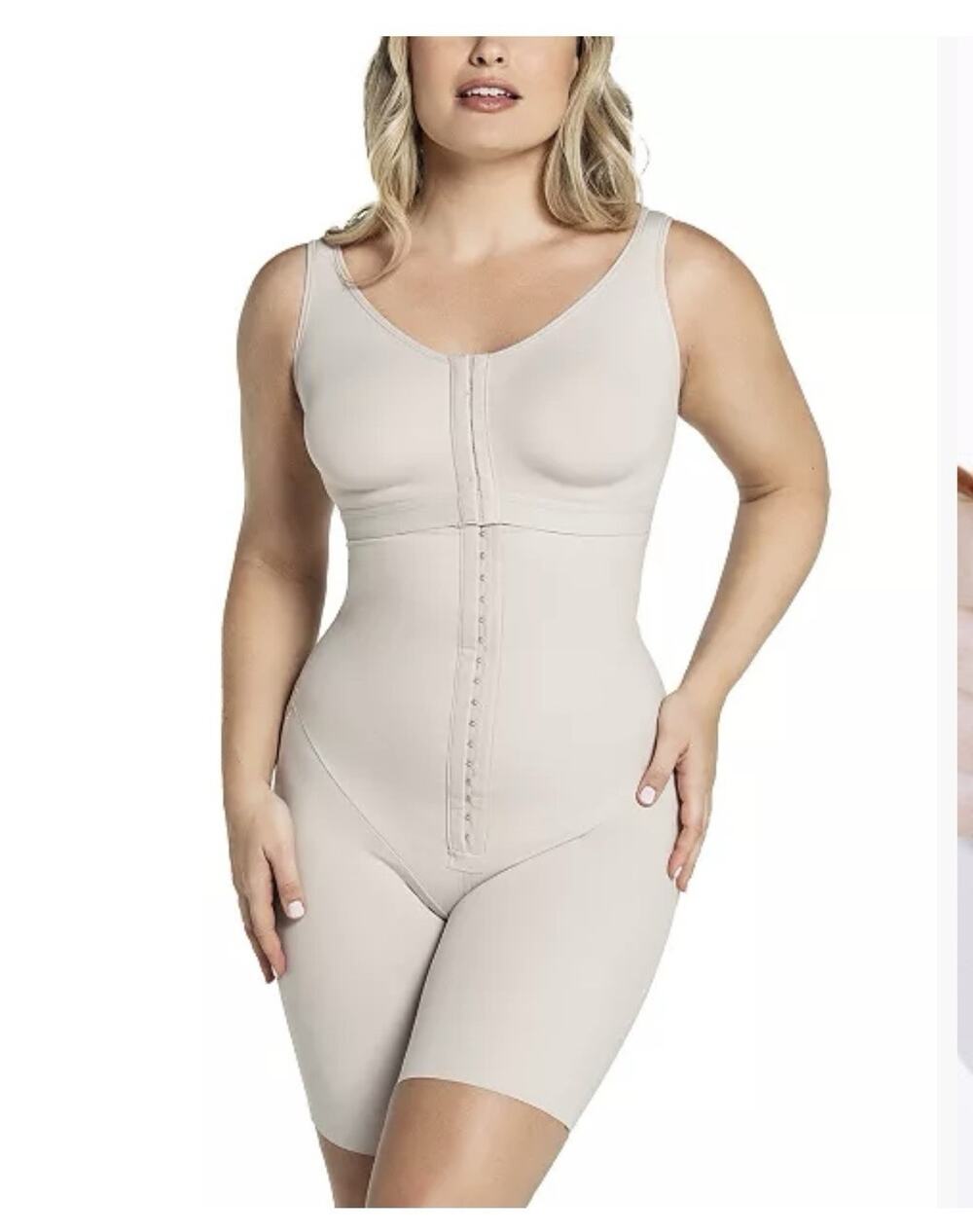 NEW Leonisa 18520 Sculpting Bodysuit Back Support Bra Beige Size L